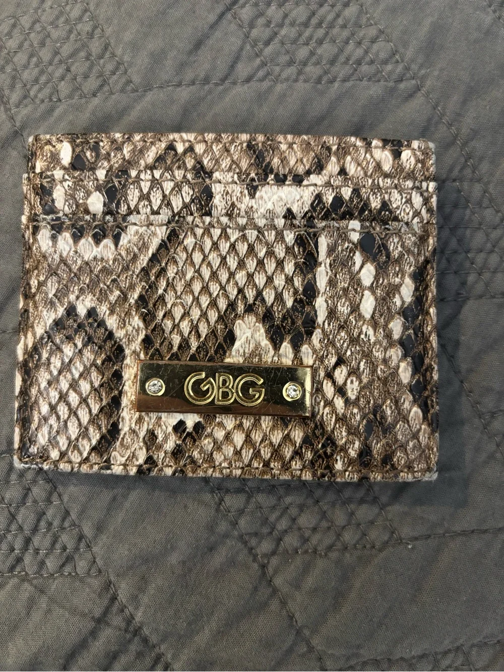 G By Guess Snake-Print Card Holder